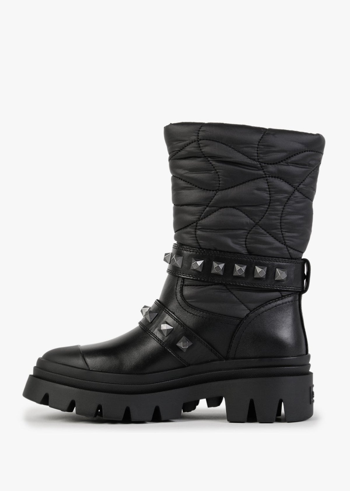 Polar Black Black Puffy Nylon Calf Boots
