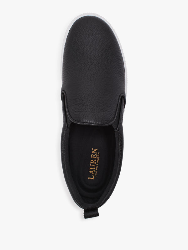 Haddley Black Tumbled Leather Trainers