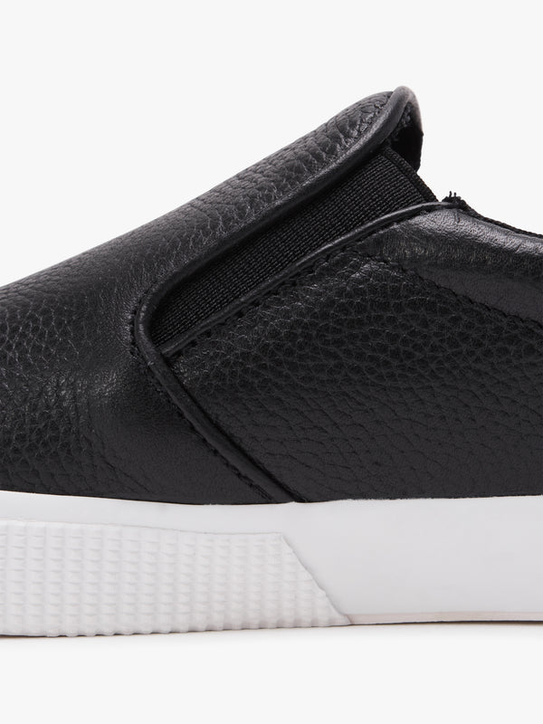 Haddley Black Tumbled Leather Trainers