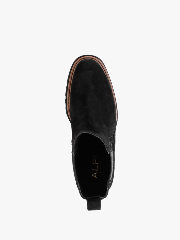 Fondant Black Suede Wedge Ankle Boots