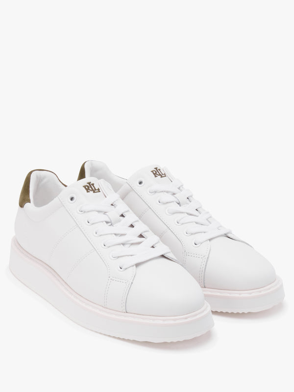 Angeline IV White & Green Leather Trainers