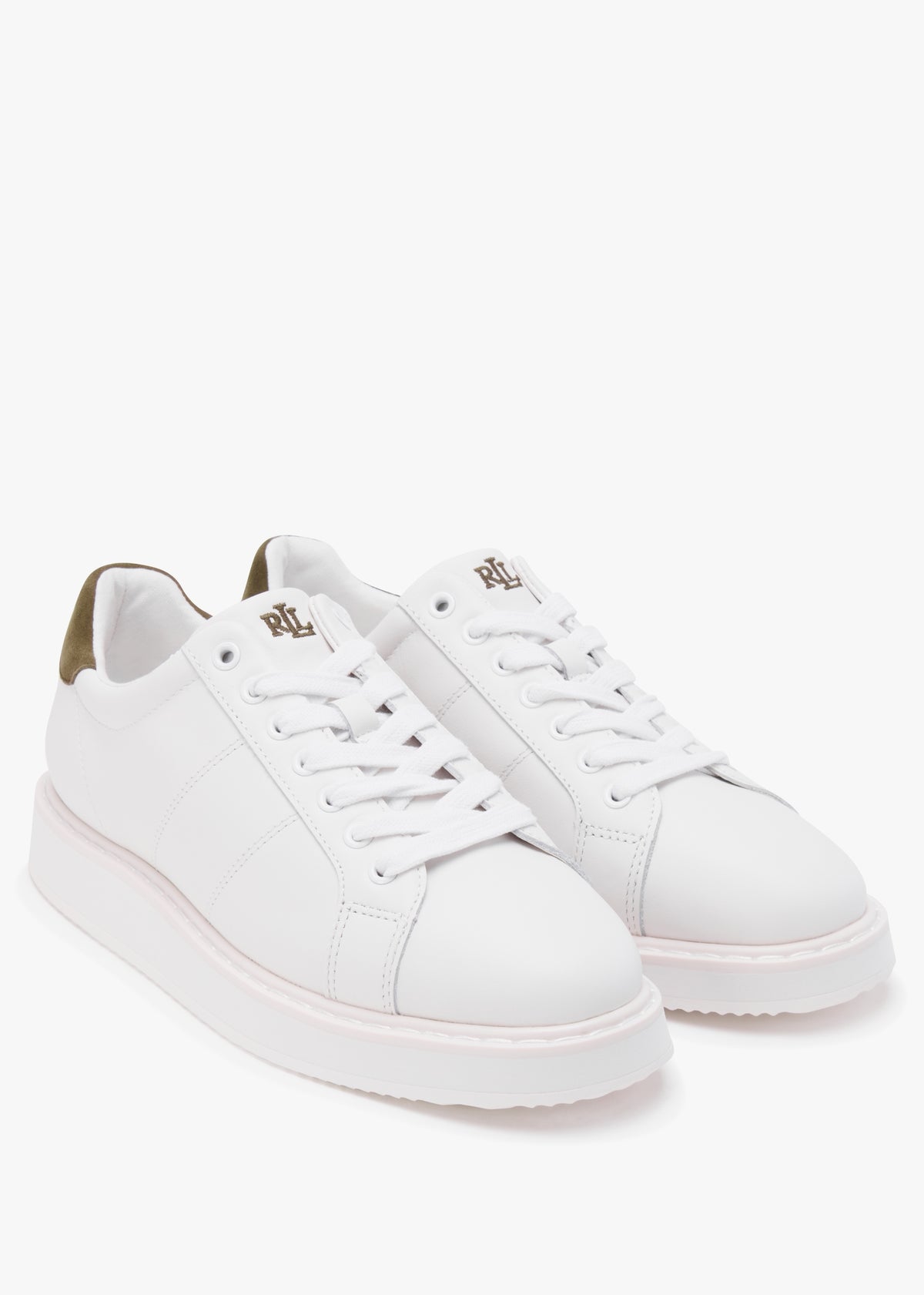 Angeline IV White & Green Leather Trainers
