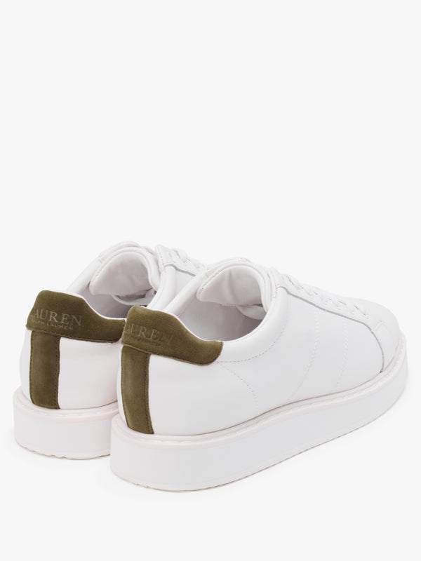 Angeline IV White & Green Leather Trainers