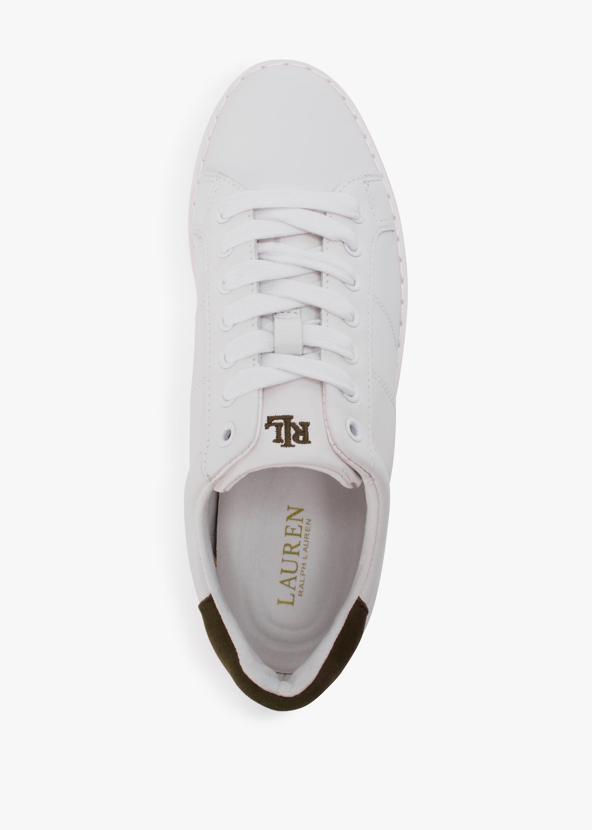 Angeline IV White & Green Leather Trainers