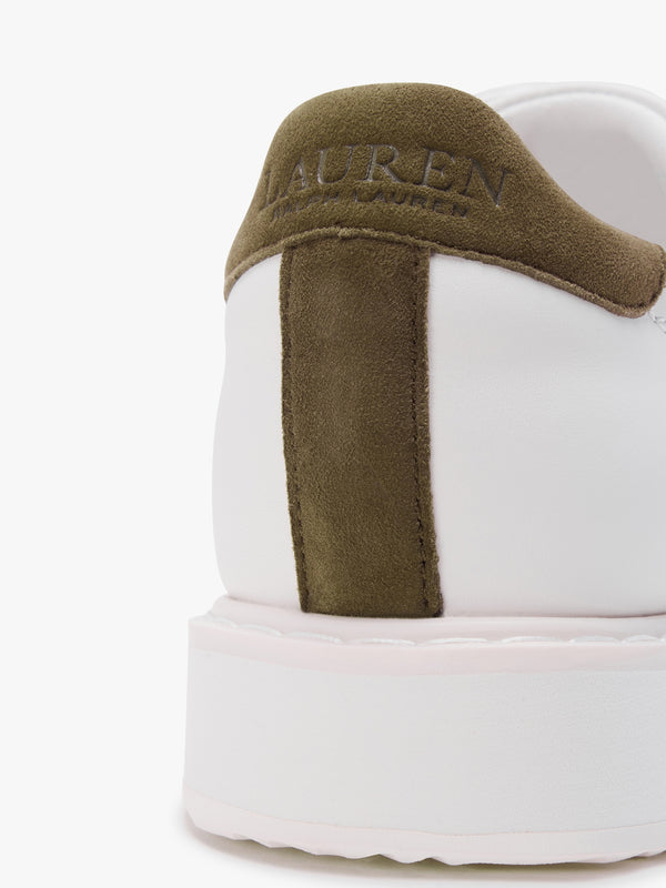 Angeline IV White & Green Leather Trainers
