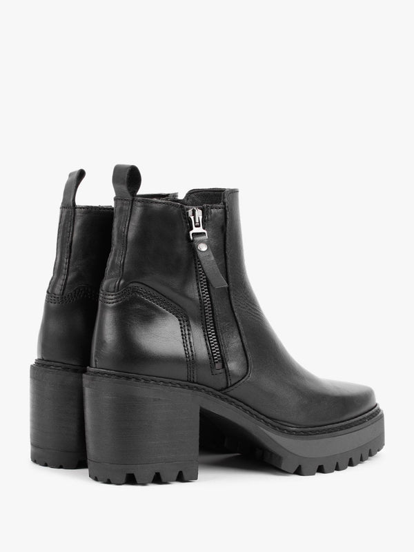 Galette Black Leather Ankle Boots