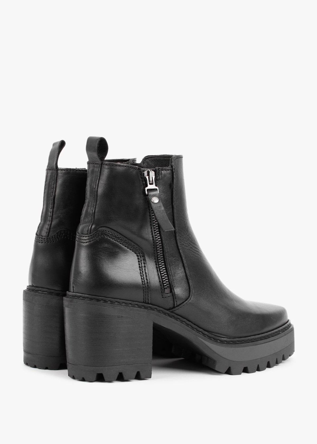 Galette Black Leather Ankle Boots