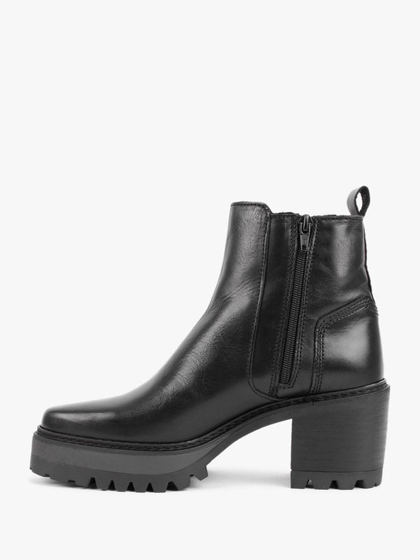 Galette Black Leather Ankle Boots