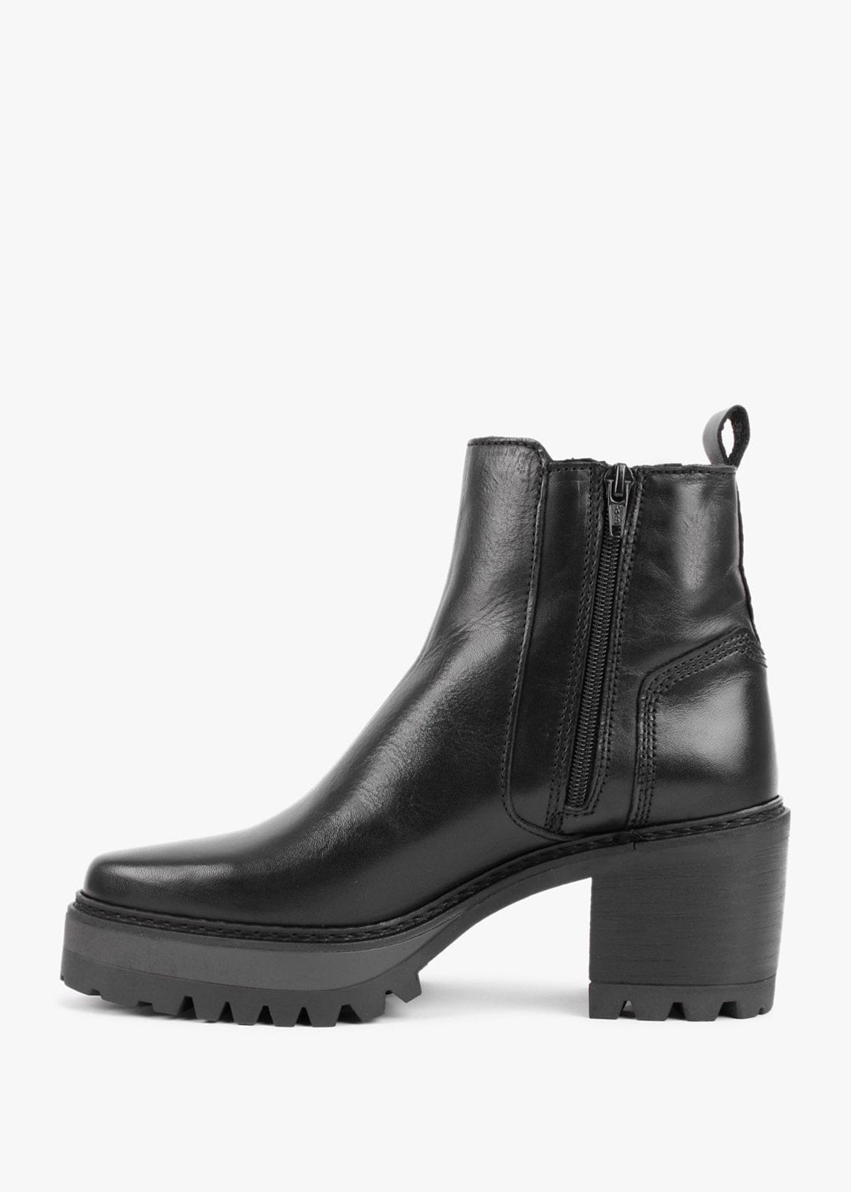 Galette Black Leather Ankle Boots