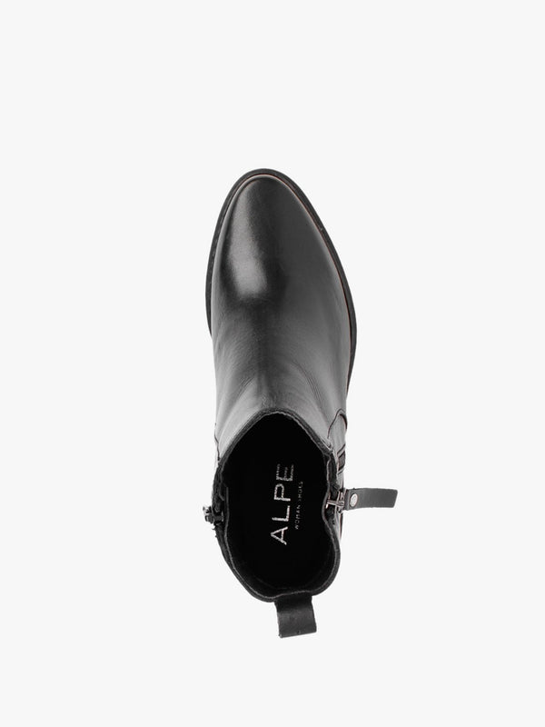 Galette Black Leather Ankle Boots