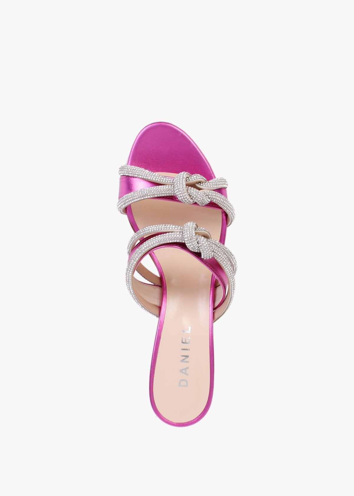Kitante Metallic Pink Diamante Trim Two Bar Kitten Heels