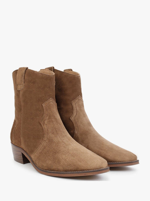Lunette Tan Suede Cowboy Boots