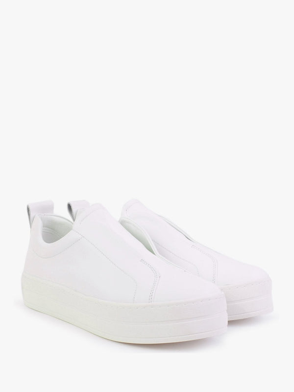 Slippy White Leather Laceless Trainers