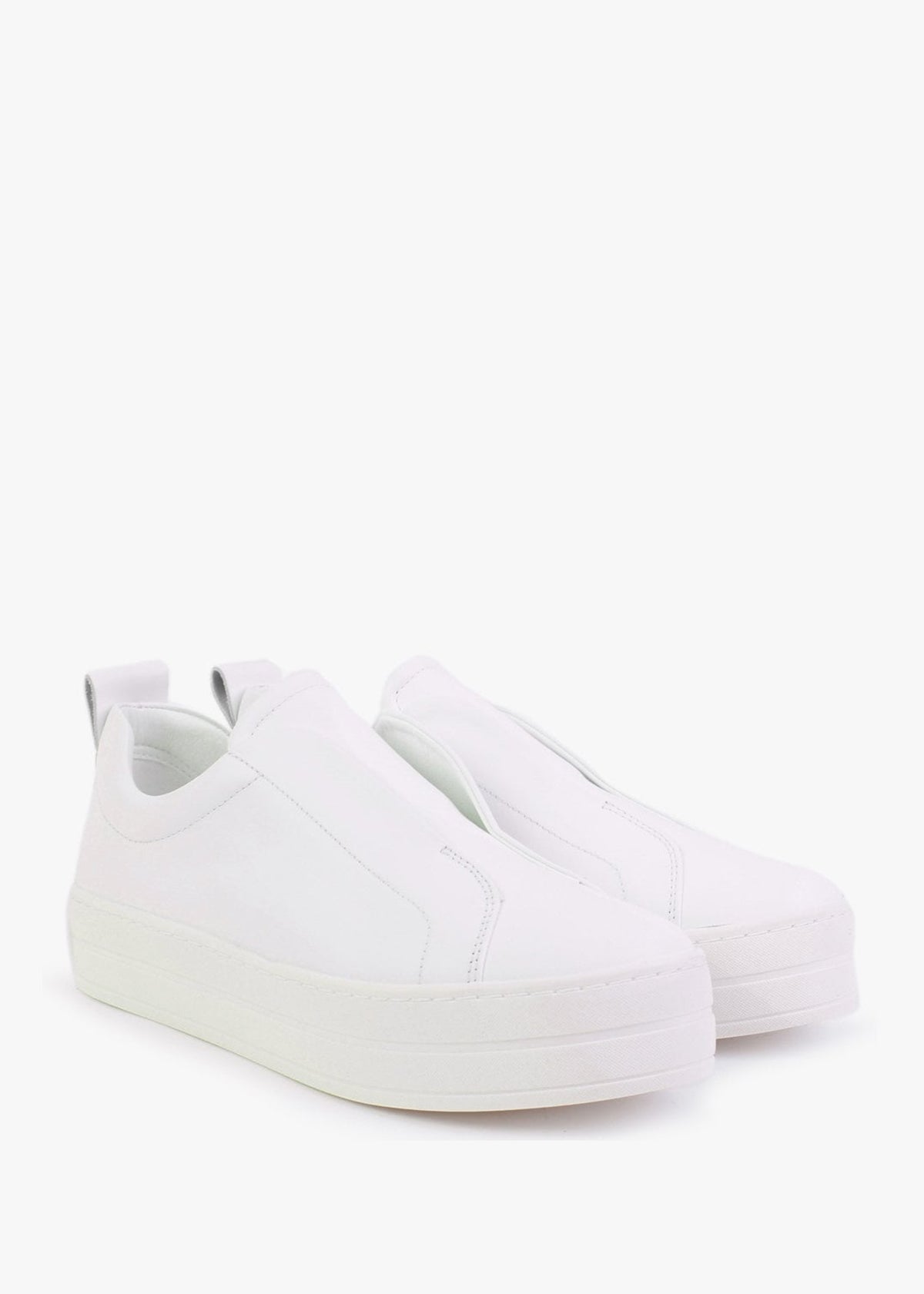 Slippy White Leather Laceless Trainers