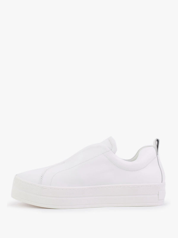 Slippy White Leather Laceless Trainers
