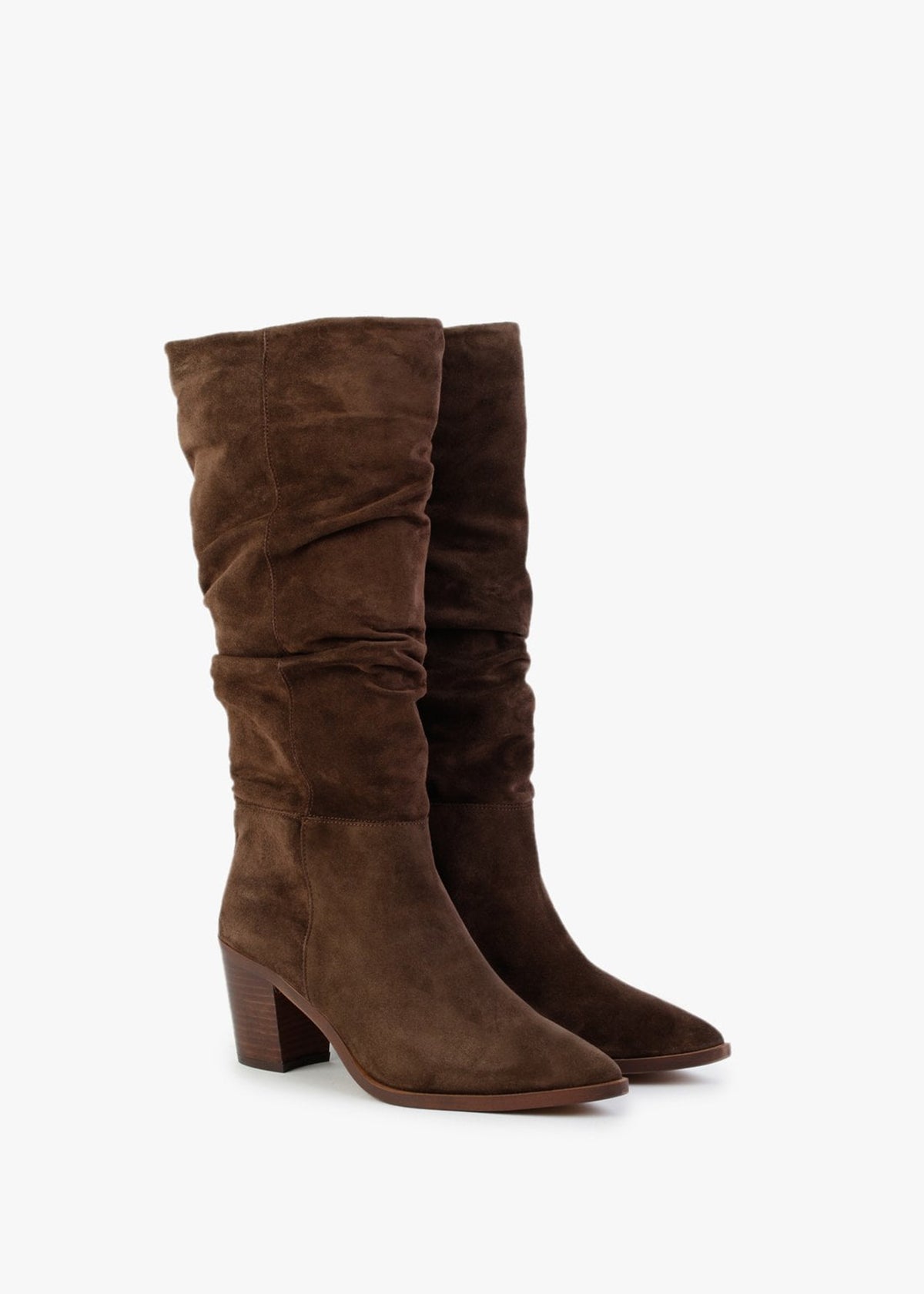 Strudel Brown Suede Ruched Knee Boots