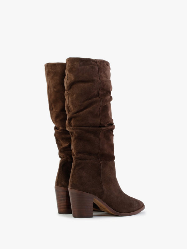 Strudel Brown Suede Ruched Knee Boots