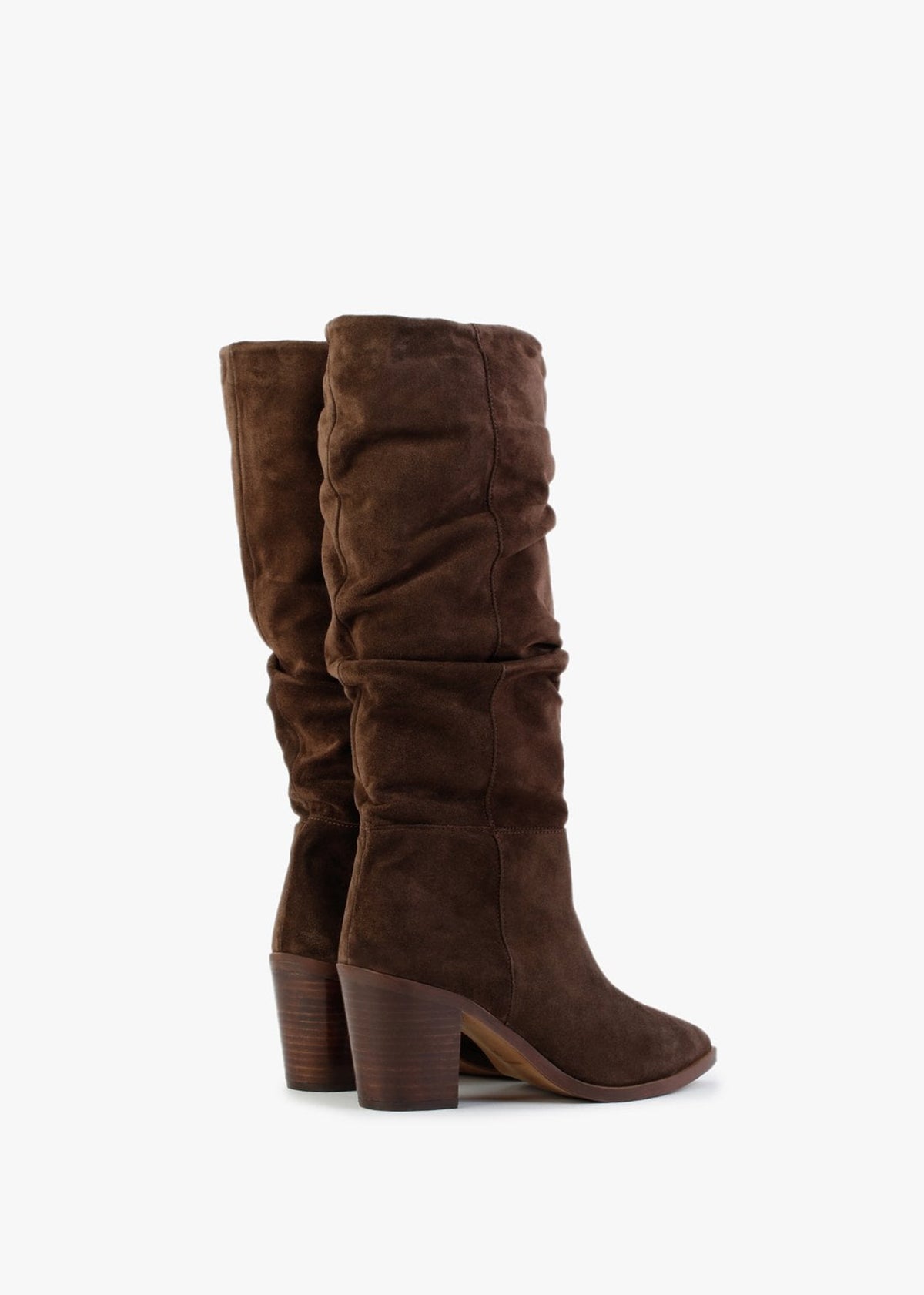 Strudel Brown Suede Ruched Knee Boots