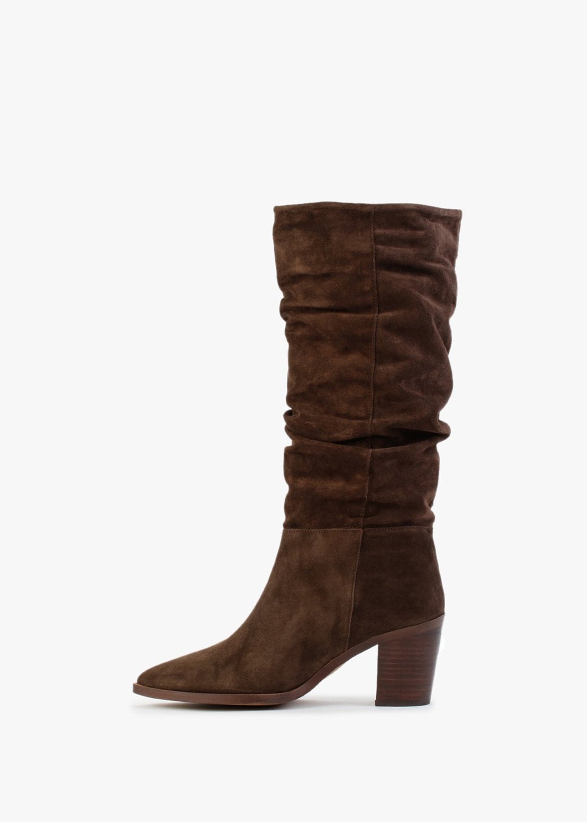 Strudel Brown Suede Ruched Knee Boots