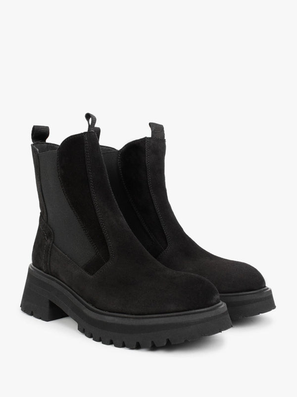 Taro Black Suede Combat Boots