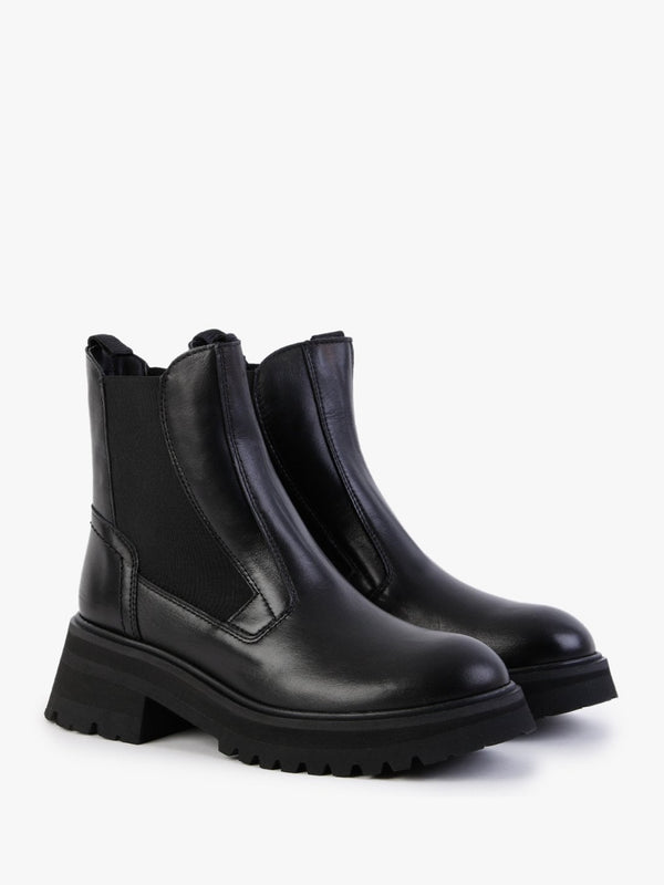 Taro Black Leather Combat Boots