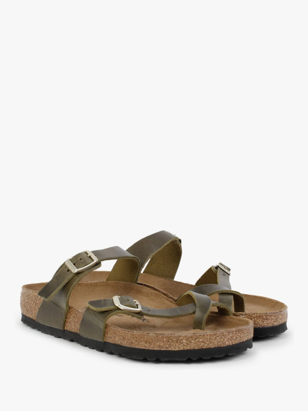 Mayari Olive Oiled Leather Thong Sandals