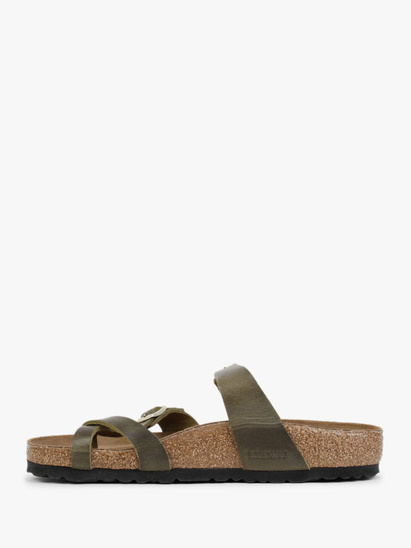 Mayari Olive Oiled Leather Thong Sandals