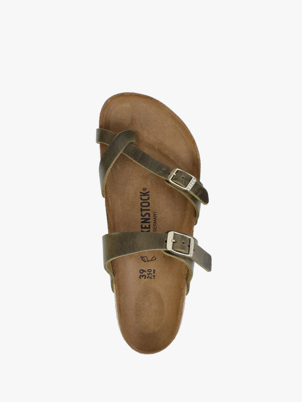 Mayari Olive Oiled Leather Thong Sandals