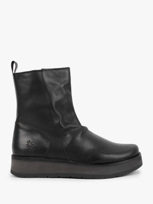 Reno Black Leather Ankle Boots