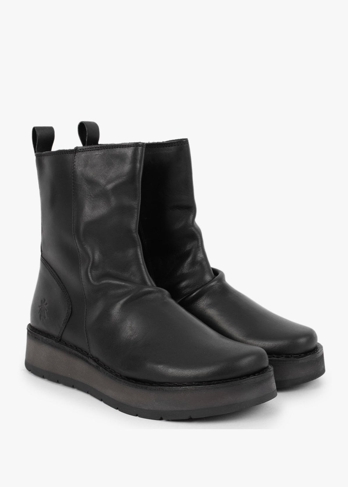 Reno Black Leather Ankle Boots