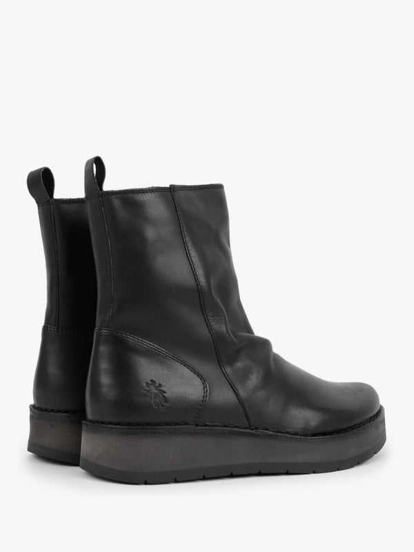 Reno Black Leather Ankle Boots