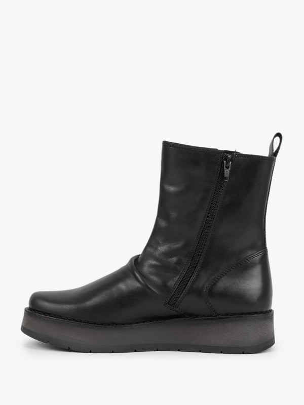 Reno Black Leather Ankle Boots