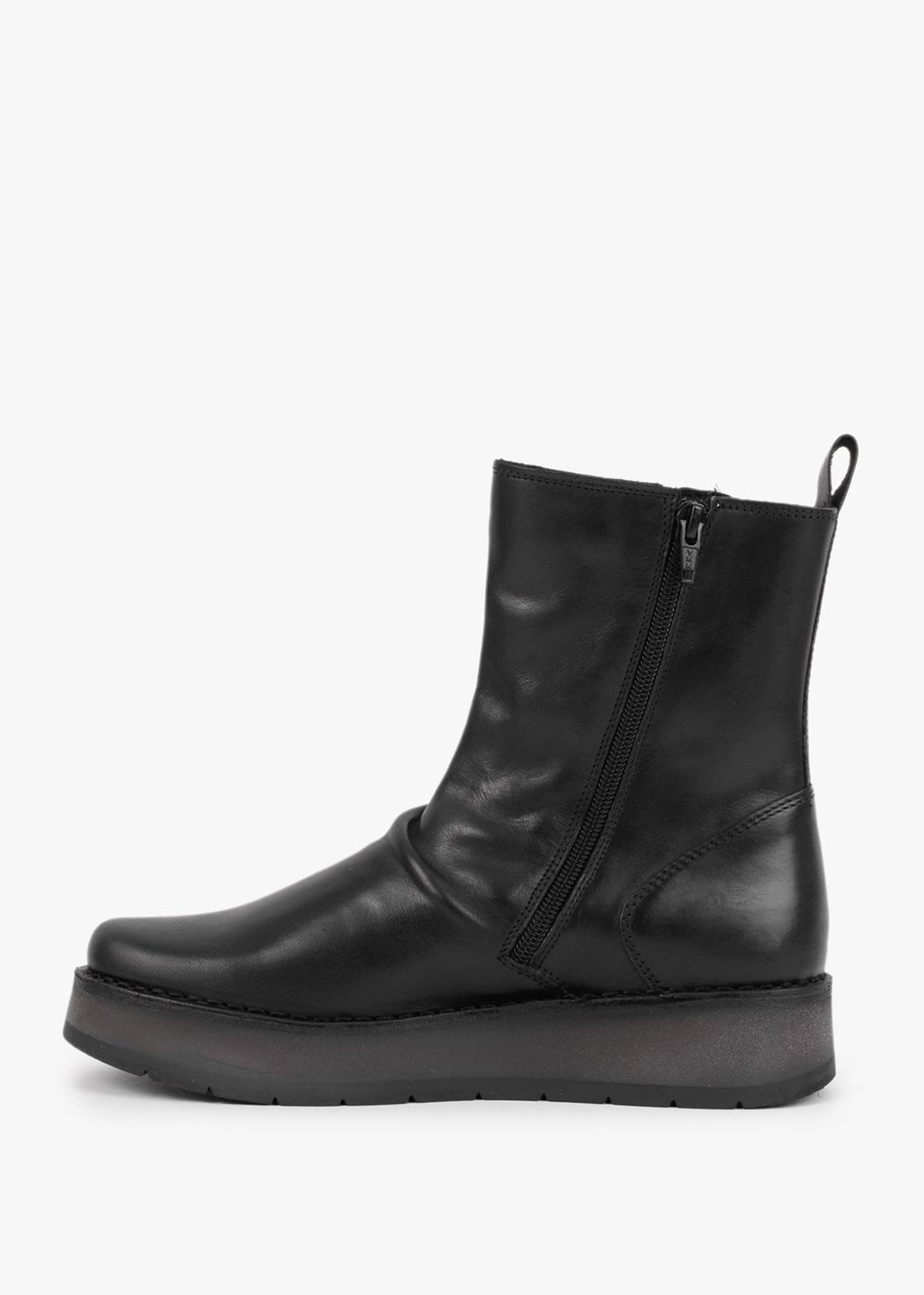 Reno Black Leather Ankle Boots
