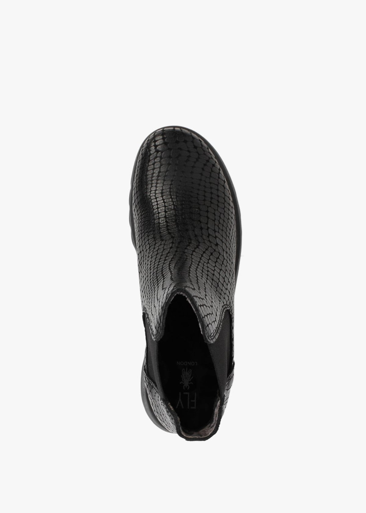 Salv Black Leather Moc Croc Wedge Chelsea Boots