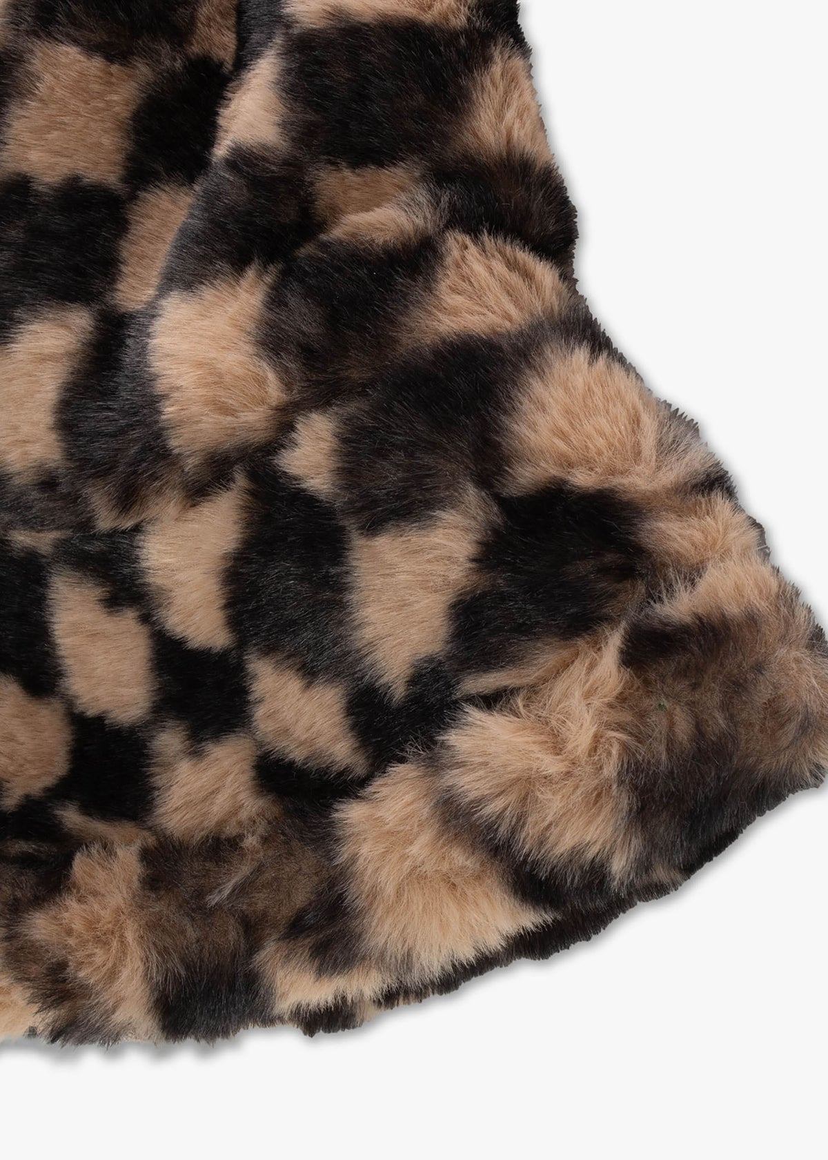Checked Black Multi Faux Fur Bucket Hat