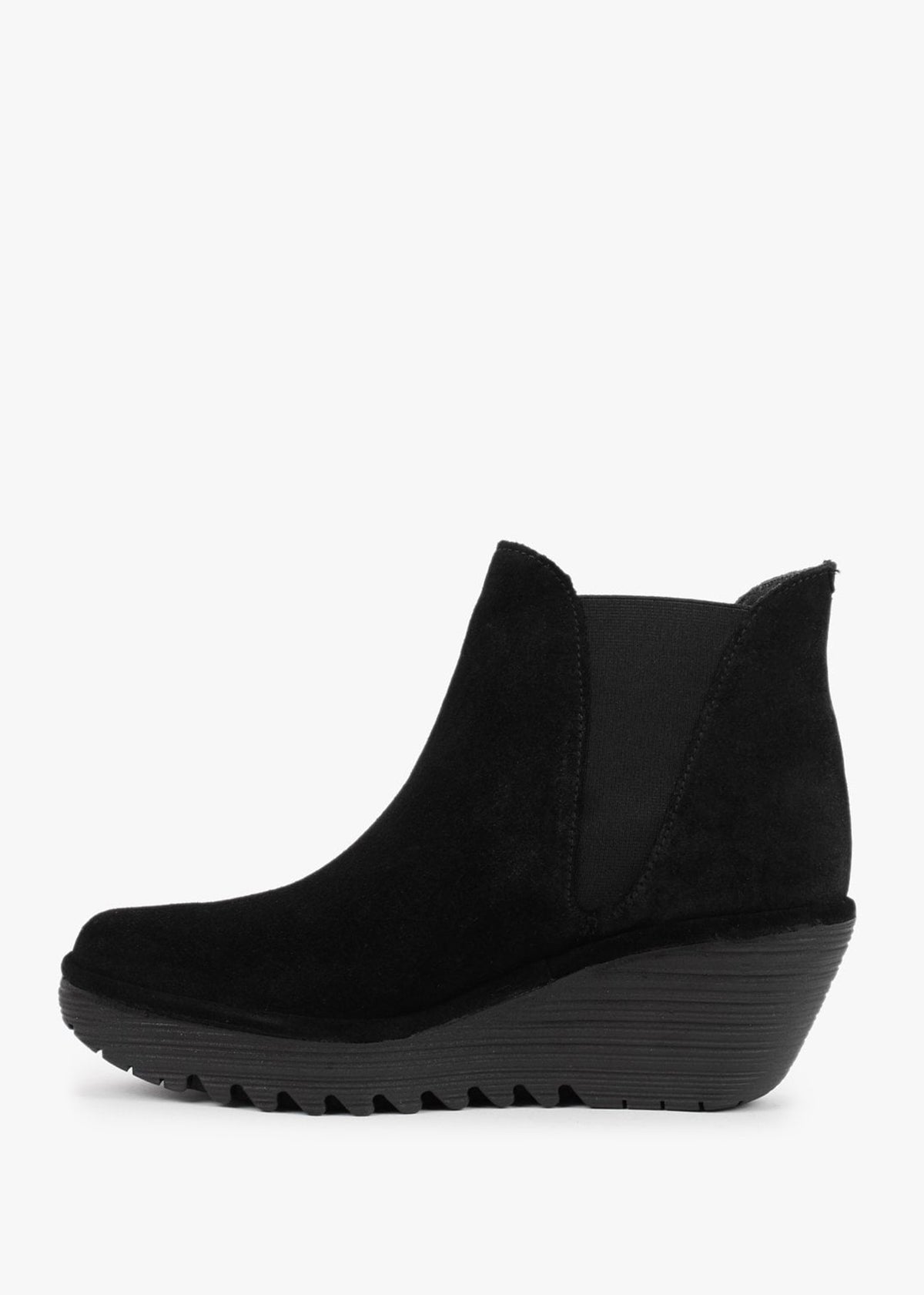Woss Black Suede Wedge Ankle Boots