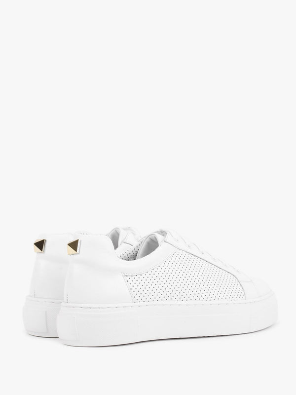 Puddy White Leather Studded Trainers