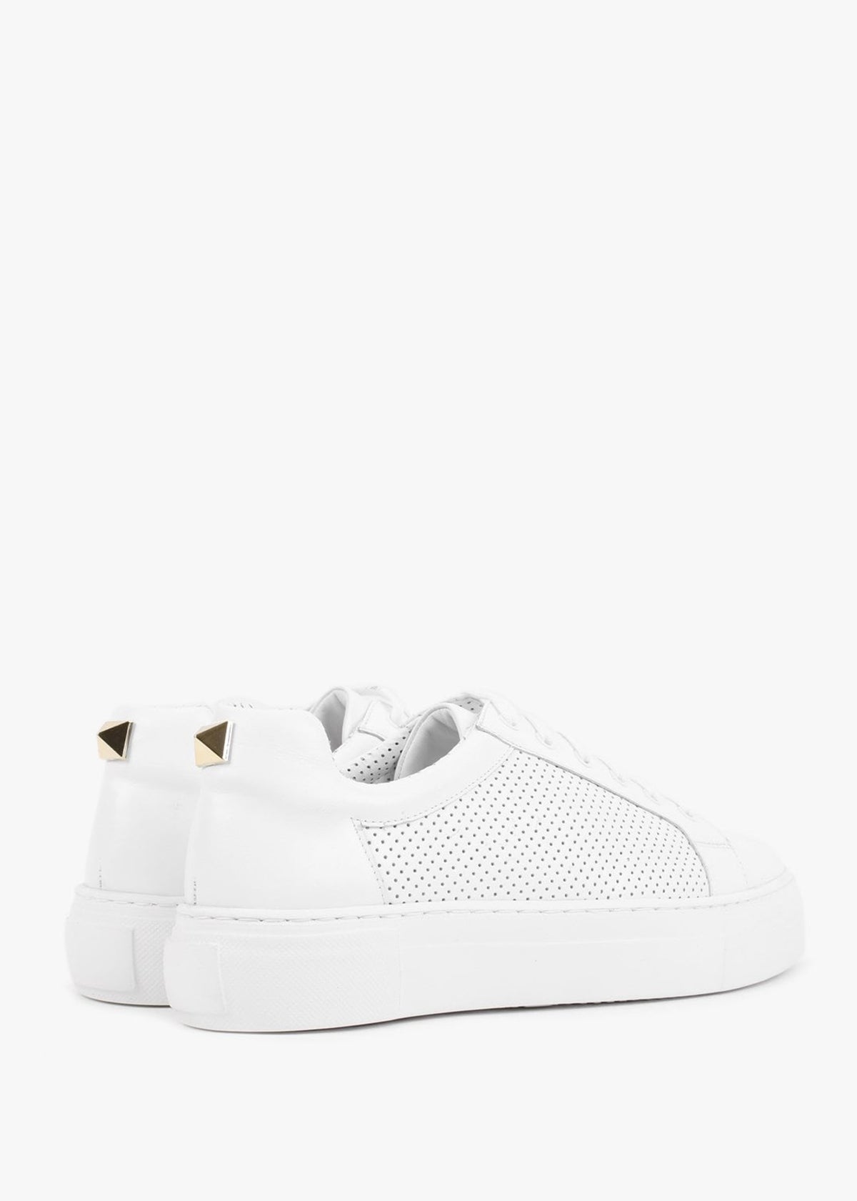 Puddy White Leather Studded Trainers