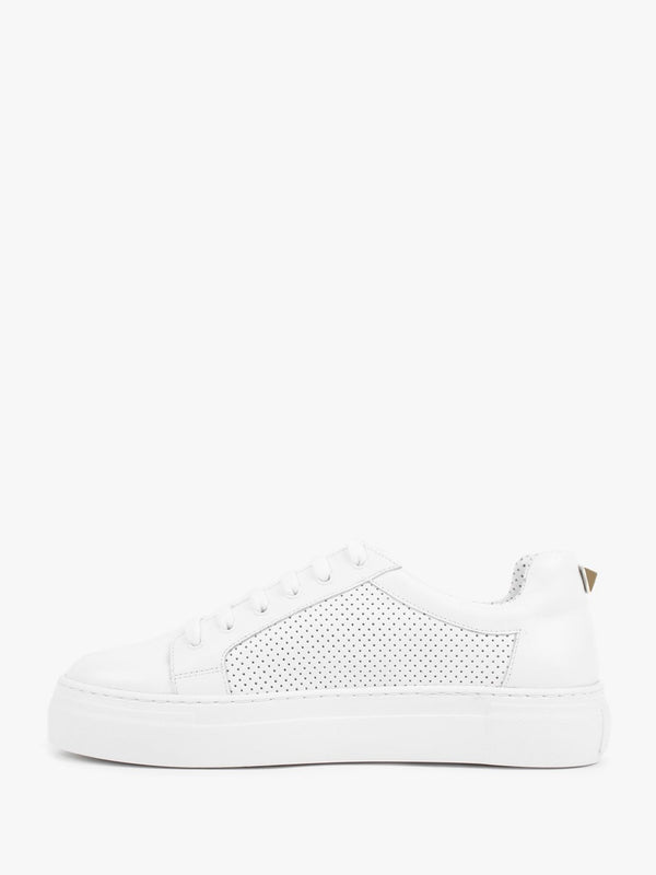 Puddy White Leather Studded Trainers