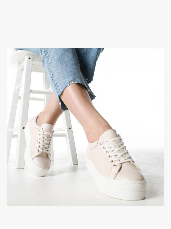 Suri II Pink Leather Patent Trim Flatform Trainers