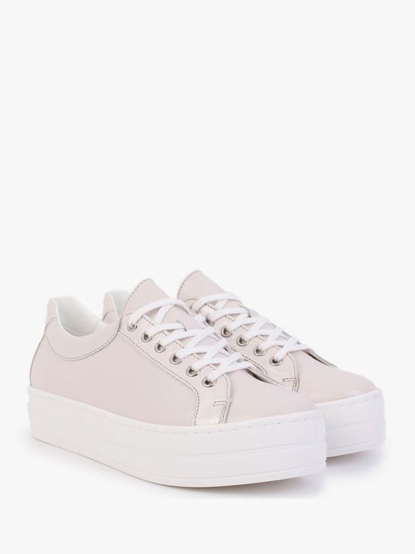 Suri II Pink Leather Patent Trim Flatform Trainers
