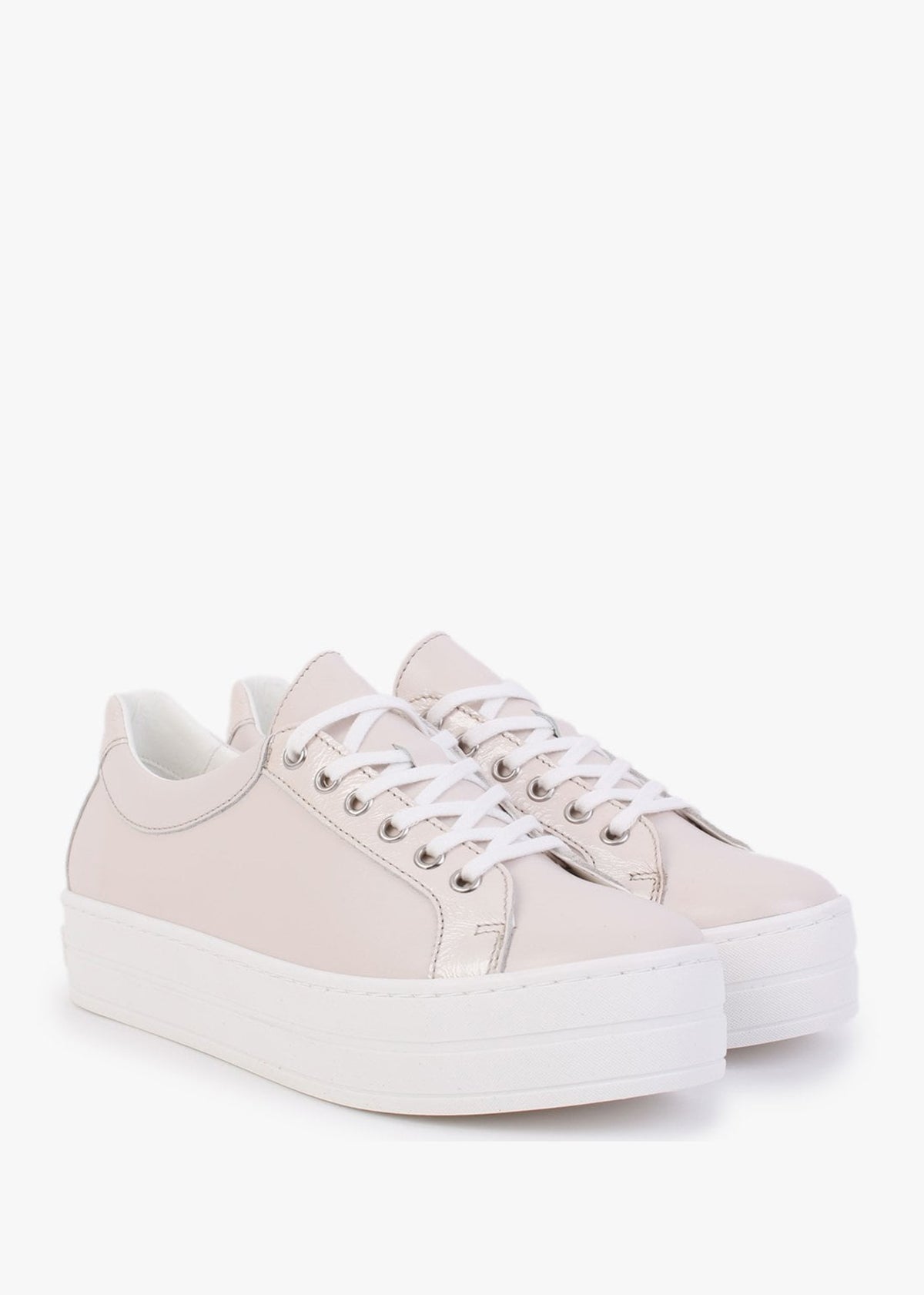 Suri II Pink Leather Patent Trim Flatform Trainers