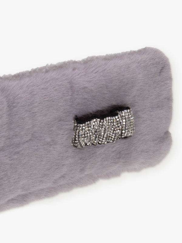 Grey Faux Fur Embellished Collar