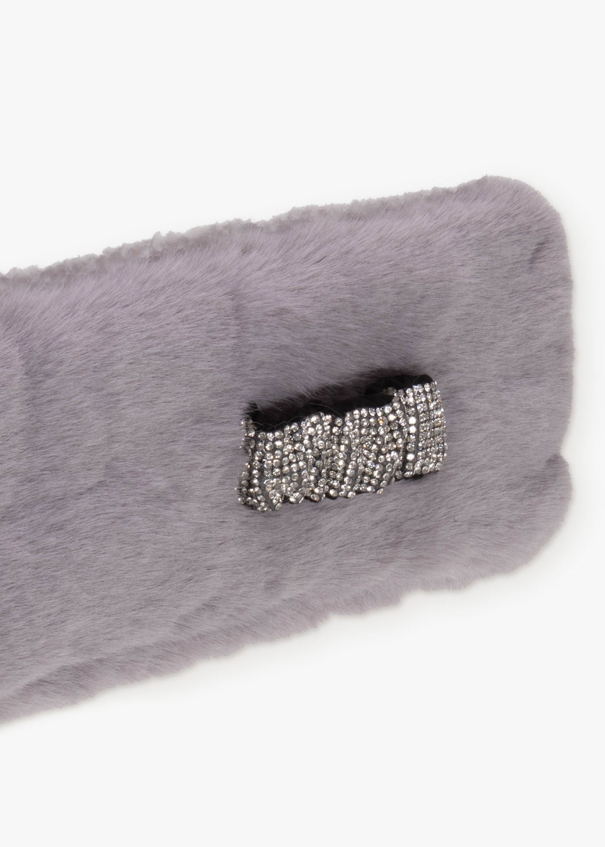 Grey Faux Fur Embellished Collar