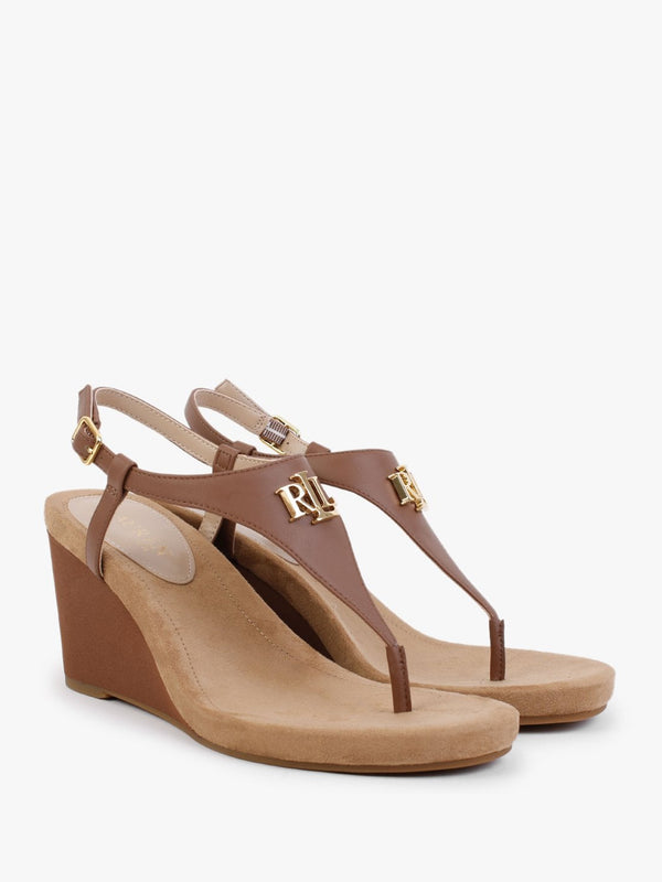 Jeannie Polo Tan Toe Post Wedge Sandals
