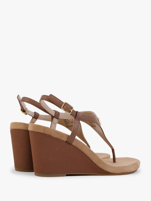 Jeannie Polo Tan Toe Post Wedge Sandals