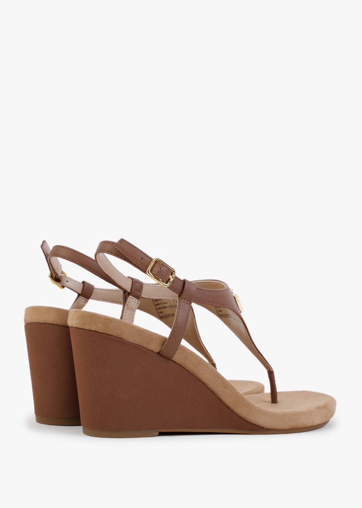 Jeannie Polo Tan Toe Post Wedge Sandals