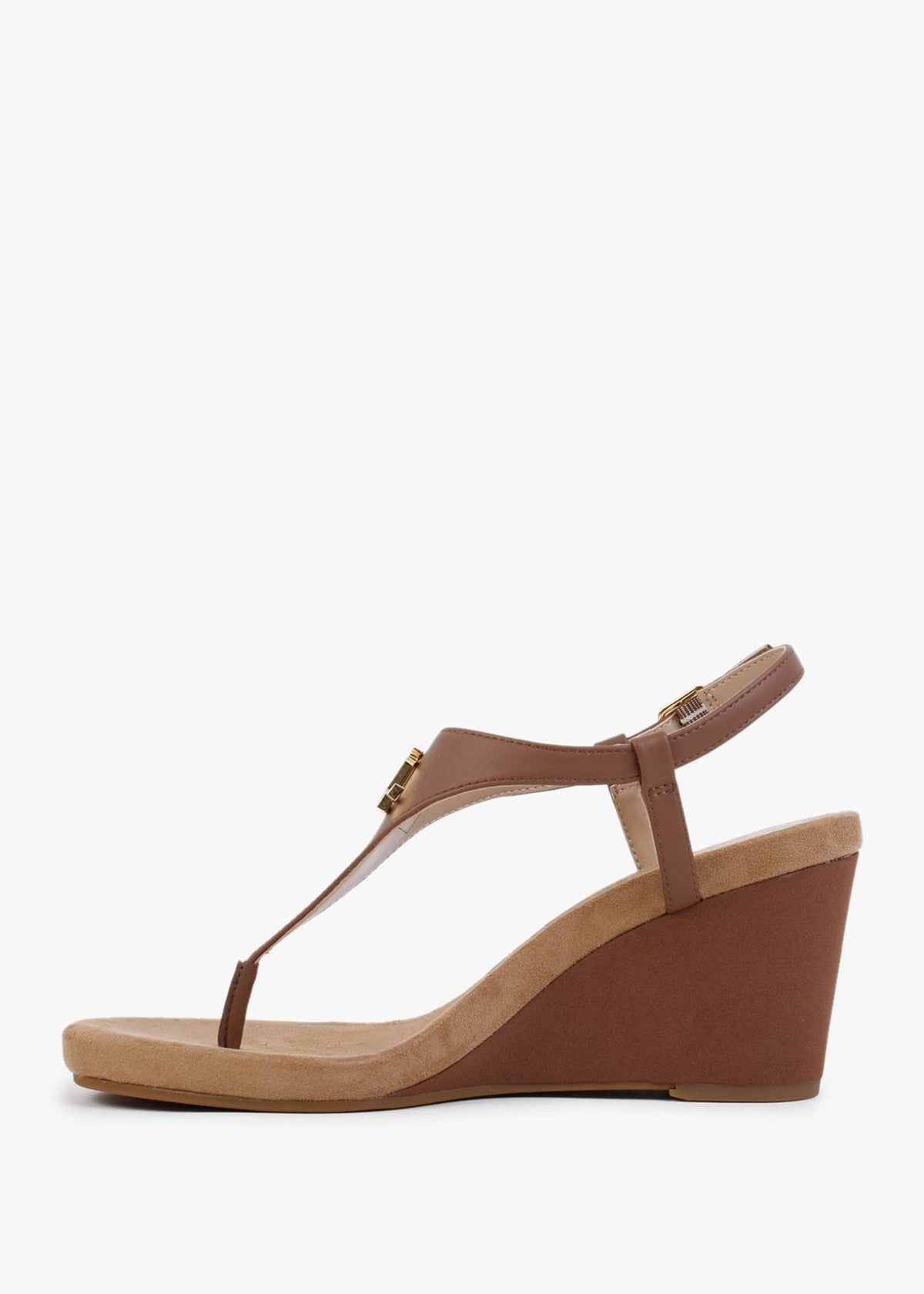 Jeannie Polo Tan Toe Post Wedge Sandals