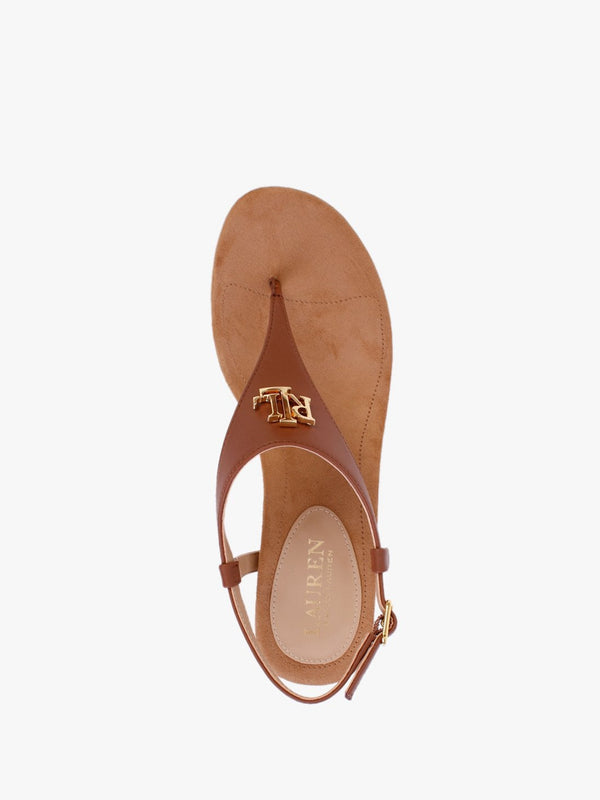 Jeannie Polo Tan Toe Post Wedge Sandals