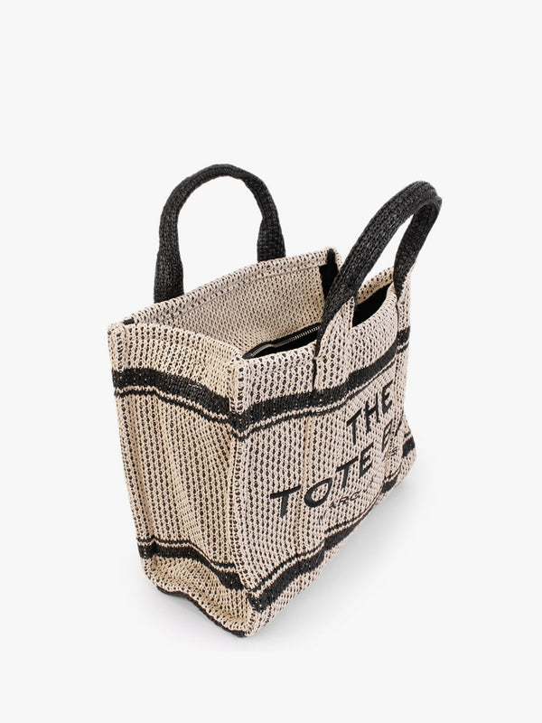 The Small Jacquard Natural Woven Tote Bag